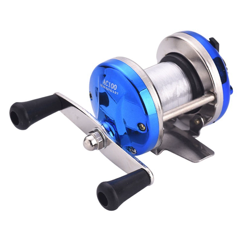 Катушка для зимней рыбалки Kemeilong Mini, малая барабанная катушка с двойным рычагом, металлический корпус с катушкой для лески, катушка для рыбалки с плота