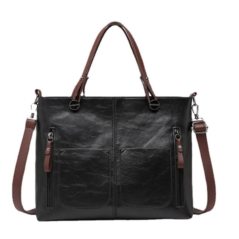 Double Pocket Large Capacity 2023 Popular New Fashion Shoulder Women's Tote Simplified Diagonal Straddle Bag_voghion.com