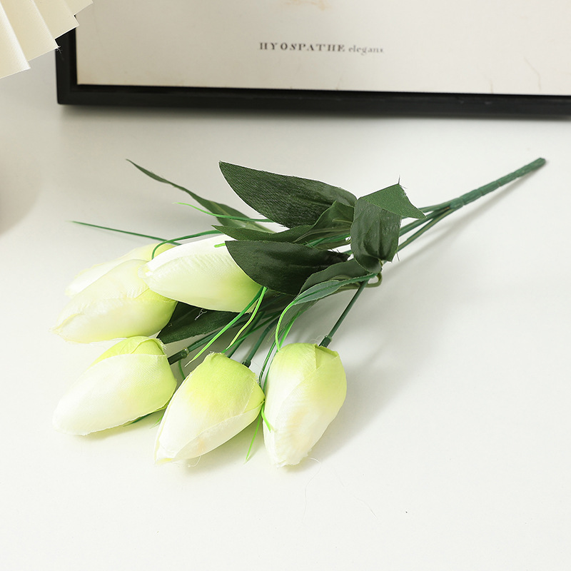 Tulipán flor artificial 6 señaló boca tulipán ramo de flores falsas boda decoración del hogar fotografía Flor al por mayor