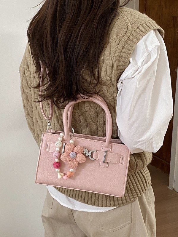 Nicho Zhong bolso retro mujer 2026 nueva textura lichi estampado bolso pequeño cuadrado de viaje ocio mochila de hombro image 5