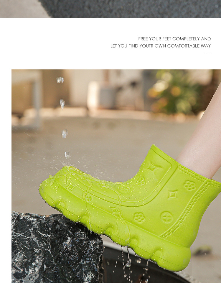 Stivali da pioggia Rain Women S Rainy Days Nuovo fondo spesso antiscivolo Booster canna corta Martin impermeabile e resistente all'usura_voghion.com