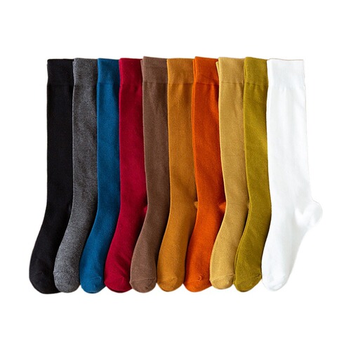 Calf socks autumn and winter women's long-tube micro-pressure stovepipe and knee socks high-top women's socks Japanese solid color cotton socks jk student socks