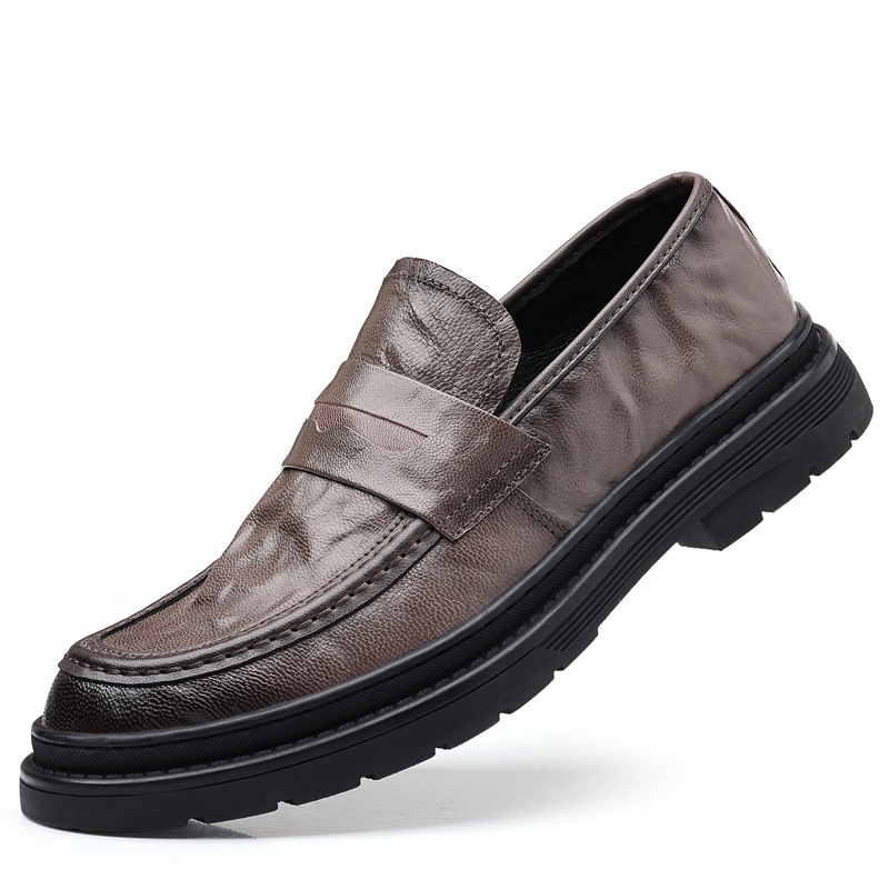 Primavera primera capa de piel de oveja de los hombres de negocios casual zapatos de cuero grande del dedo del pie ropa formal de cuero genuino estilo británico zapatos de los hombres zapatos individuales suaves