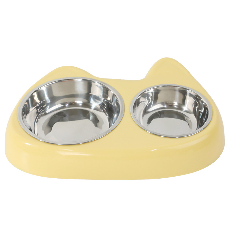Tazón de acero inoxidable para gatos, base de plástico, diámetro grande y pequeño, antideslizante, gatito, peluche, lavabo de acero inoxidable, utensilios de comida para mascotas