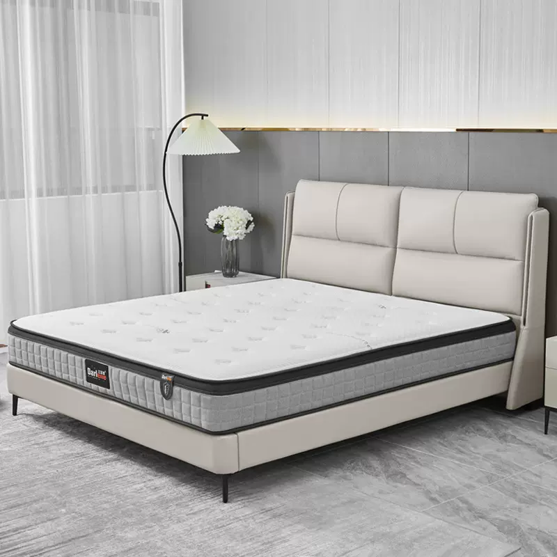 真皮床 现代简约头层牛皮轻奢极简主卧皮床1.8米双人床软包皮艺床