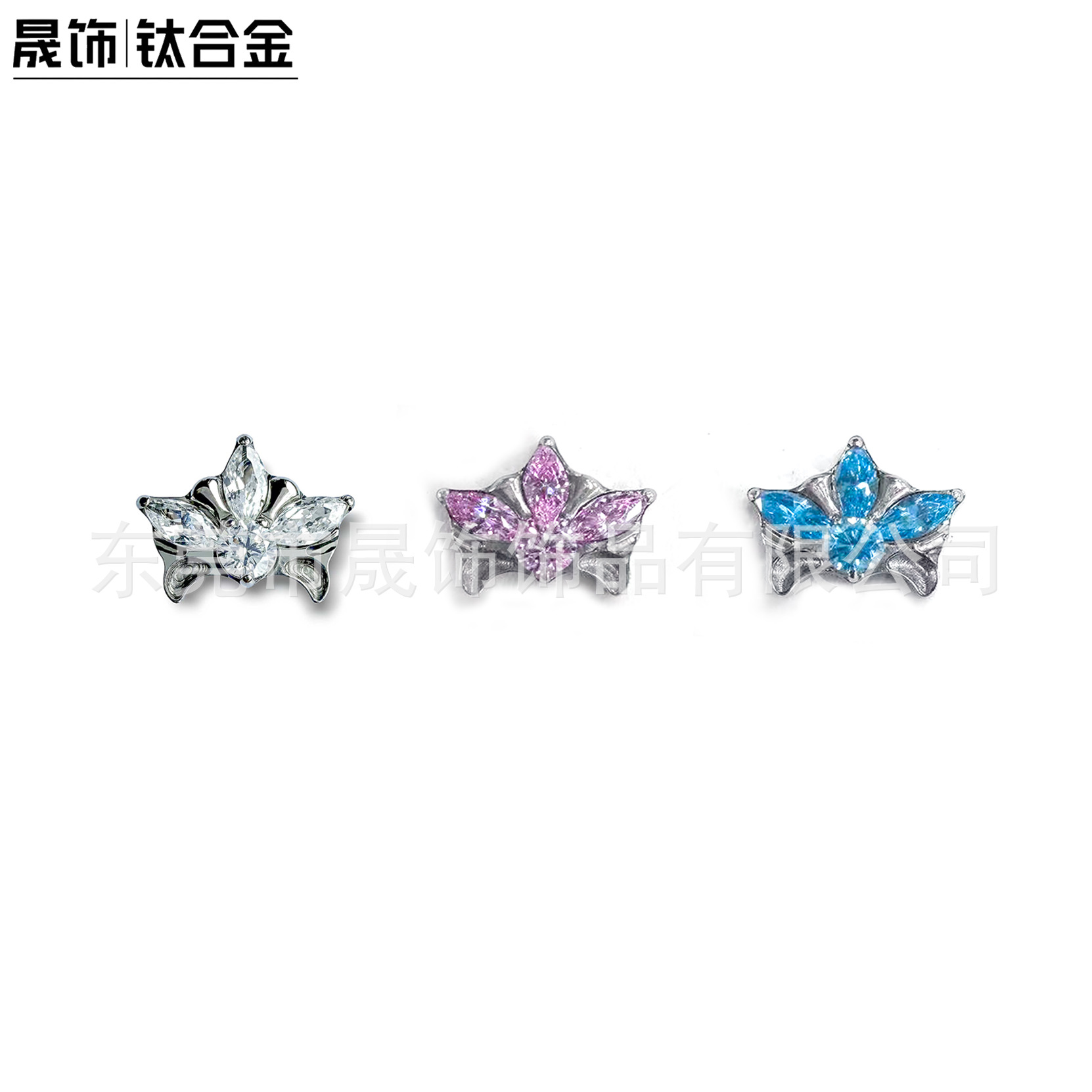 F136 Titanium Flower 卉型 Ear Stud Studded Cubic Zirconia Helix Cartilage Stud G23 Implant Grade Titanium 人体 Piercing Jewelry Cubic Zirconia Ear Stud