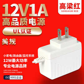 12V1A电源适配器美规UL/FCC认证六级能效1２W台灯监控路由器电源