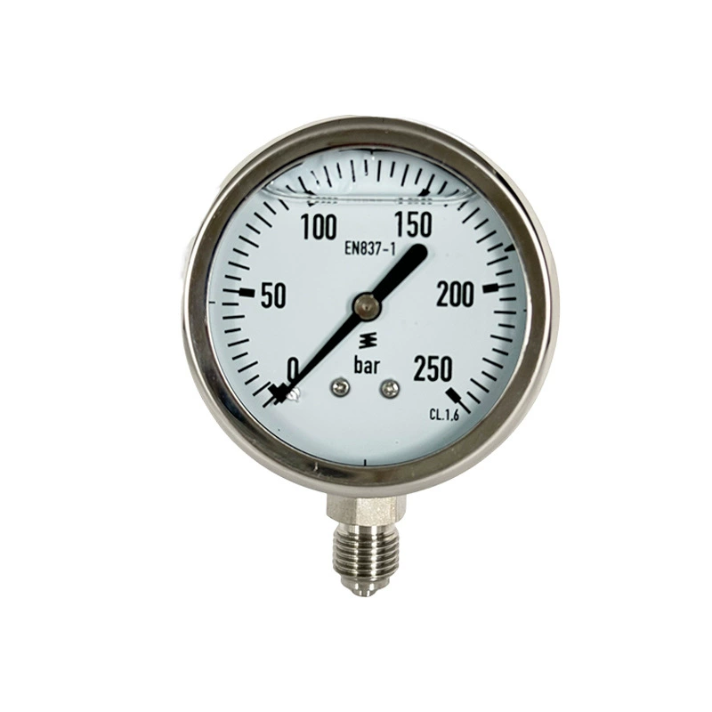 Трансграничный специально для манометра из нержавеющей стали 63mm 0-250bar может быть заполнен химическим специальным антикоррозийным манометром