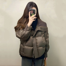 短款羽绒服女冬季2025新款时尚高级感超好看白鸭绒针织翻领外套女