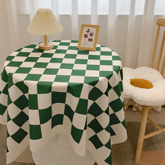 棋盤格桌布ins輕奢高級感網紅拍照學生宿舍書桌裝飾桌布茶几桌墊