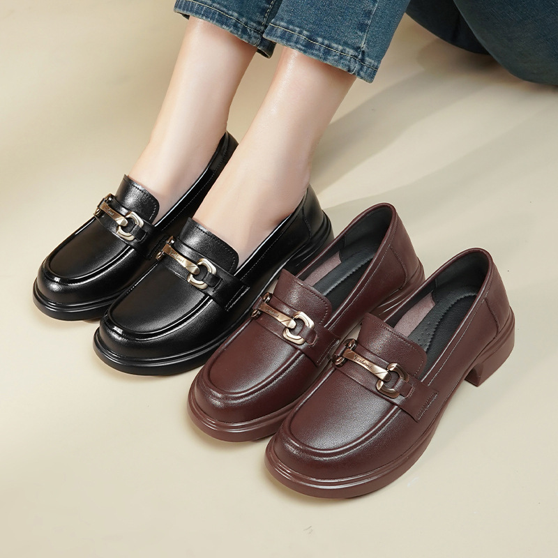 2024 New style skirt single-layer shoes soft leather British style leather shoes for women Spring and Autumn flat low heel soft bottom loafers for women