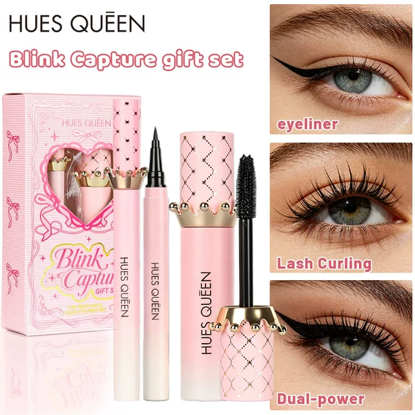 Cross-Border Hot-Selling Product Hues Queen Crown Mascara Eyeliner Set Waterproof, Smudge-Proof, Lengthening and Volumizing Eye Makeup