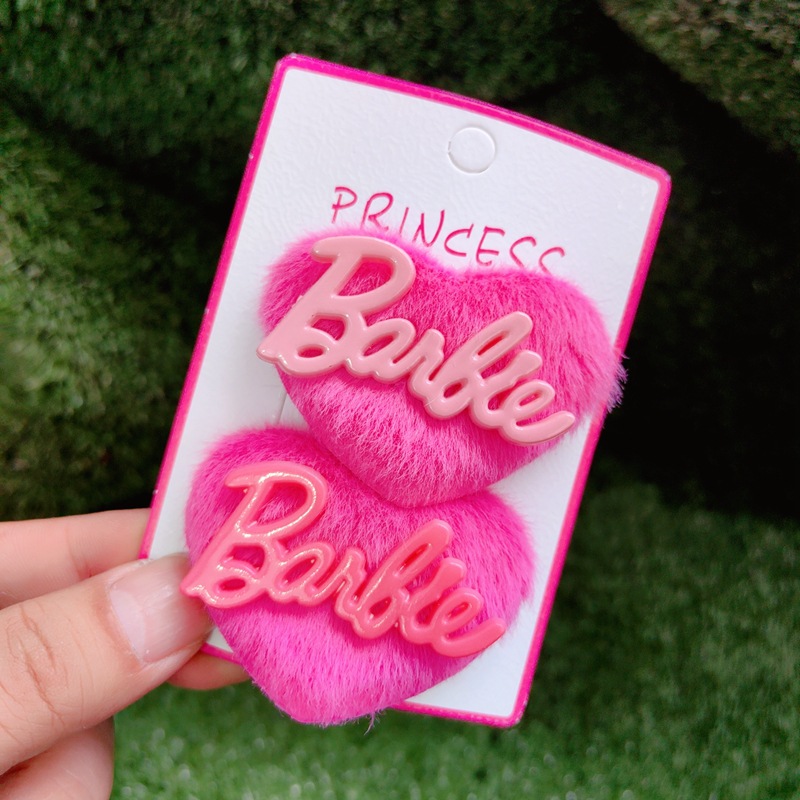 Nuevo Super flash rhinestone letra Rosa conejo pelo BB clip amor traje horquilla 2 una tarjeta Barbie carta accesorios para el pelo