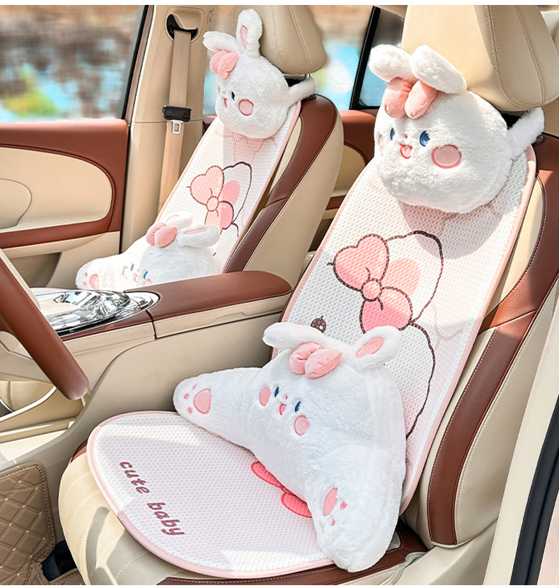 Blue Rain Four Seasons Universal Car Headrest and Lumbar Support Creative Car Neck Pillow Cartoon Car Lumbar Support Cushion