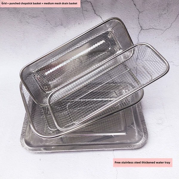 Grid+Punched Chopstick Basket+Medium Grid Drainage Basket [Comes with Thickened Drainage Tray]