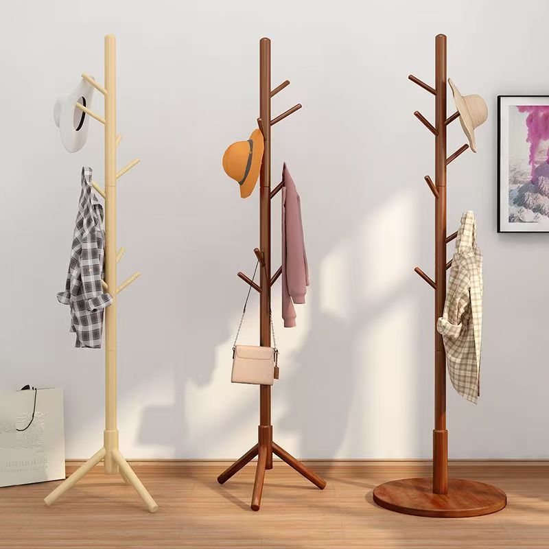 Solid Wood Floor-Standing Coat Rack Three-Legged Coat Rack Simple Living Room Bedroom Creative Floor-Standing Coat Rack Modern Coat Rack