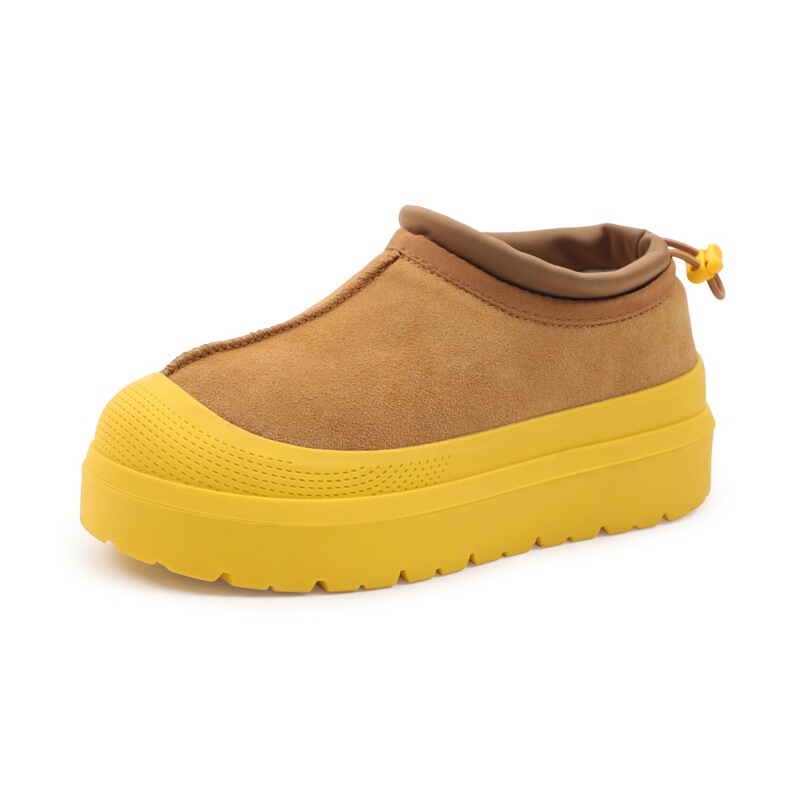 Winter snow boots for women, Tasman unisex style, leather and fur combined, with drawstrings, waterproof, thick sole, and slip-on design, cotton-lined