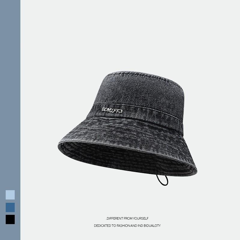 2023 nuevo cordón Denim pescador sombrero de las mujeres vintage lavado viejo cubo sombrero de sol de las mujeres jóvenes sombrero todos los hombres a juego