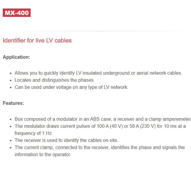 法国CATU MX-400 低压电缆识别仪 原装进口品牌全新优势供应