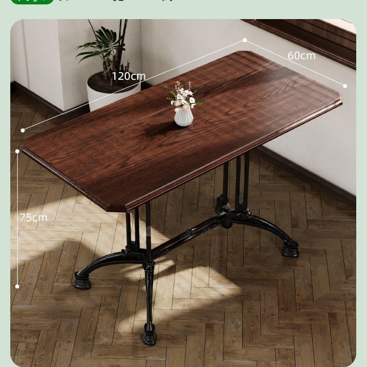 Mesa y silla de cafetería americana retro francesa panadería de comida ligera dulces tienda de azúcar y agua bistrona mesa de madera maciza image 58