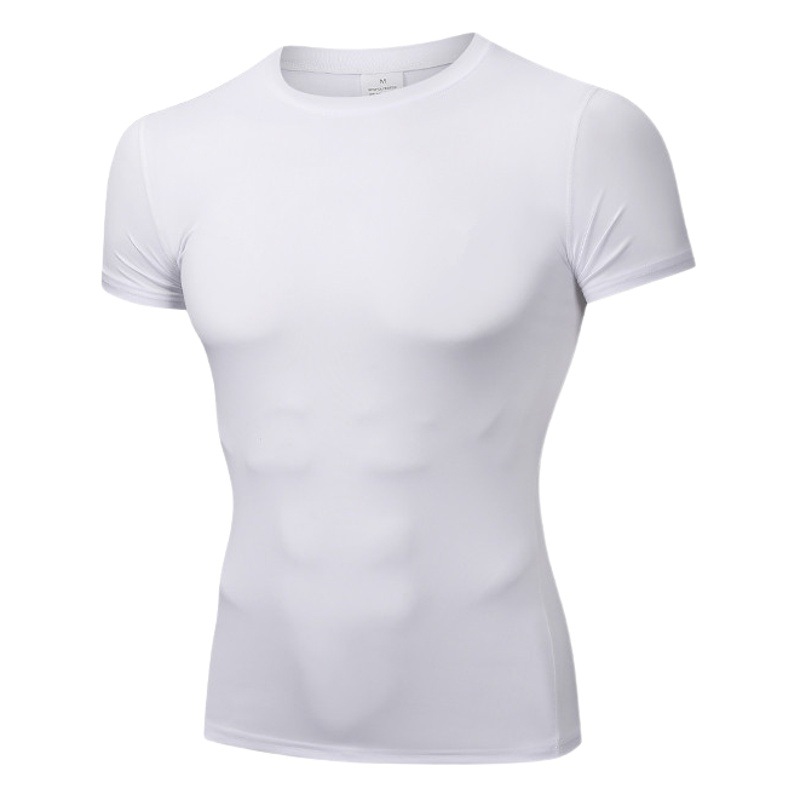 Sports Quick-Drying Short-Sleeved Men's T-Shirt Pure Color Running Training Basketball Base Layer Pro Breathable Fitness Clothing Breathable and Quick-Drying