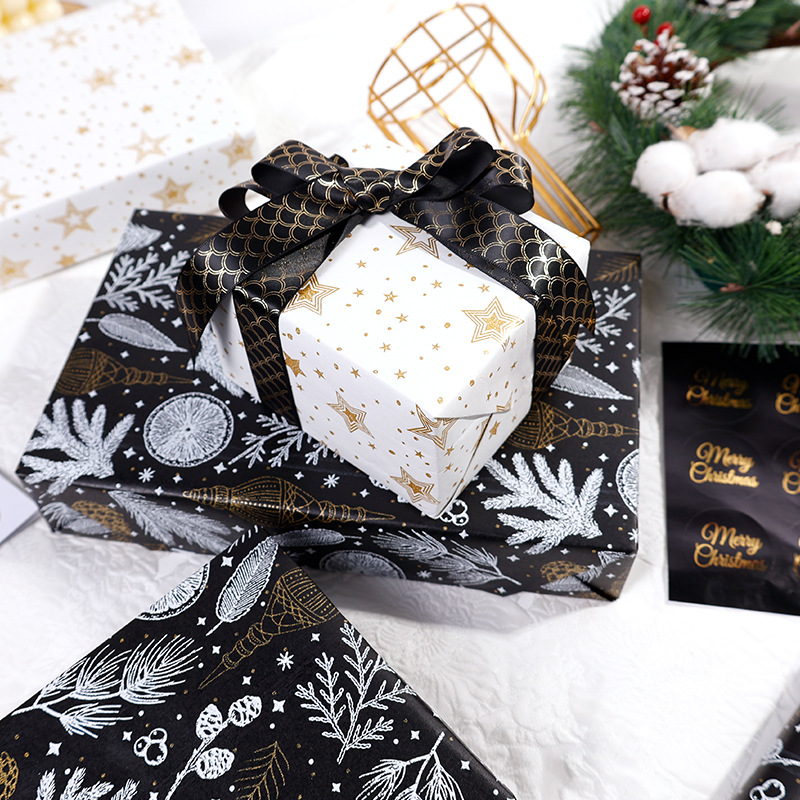 Transfronterizo Amazon nuevo papel de embalaje de regalos de Navidad espuma de oro barrido papel de embalaje de cajas de regalo al por mayor