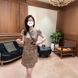 新中式国风碎花盘扣旗袍连衣裙2025新款爆款绝美巨好看的掐腰短裙