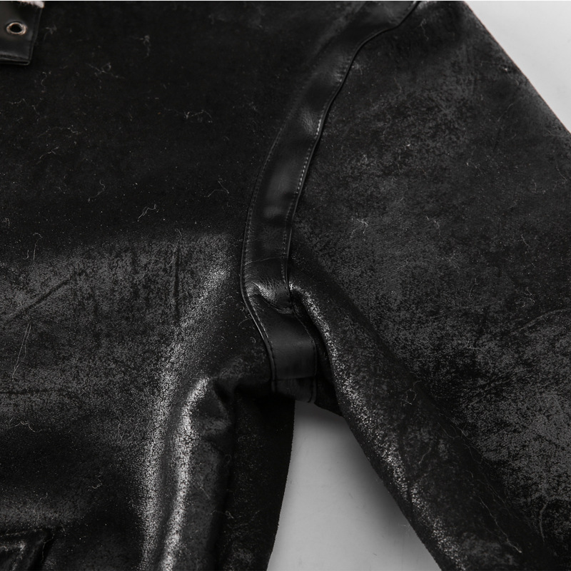 boy Men's Turn-Down Collar Lamb Wool Plus Size Cross-Border Thickened Warm Motorcycle Jacket Retro European And American_voghion.com