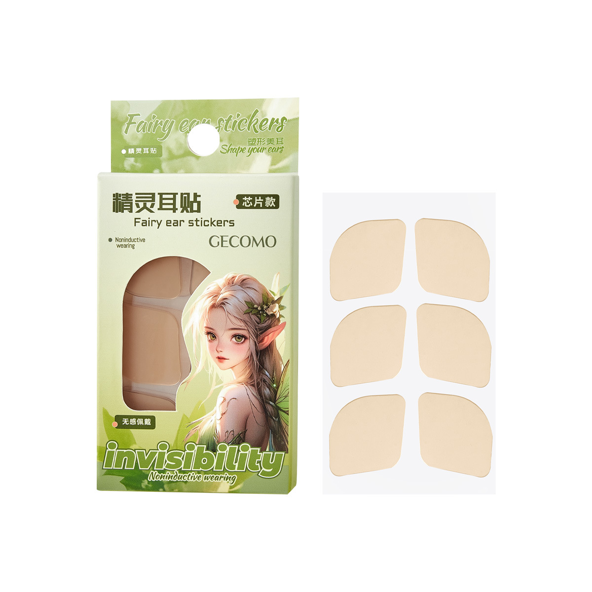 GECOMO Genie Ear Stick Chip Ear Stick Styling Ear Stick Repeat Fit Natural Ear Stick Invisible 3D