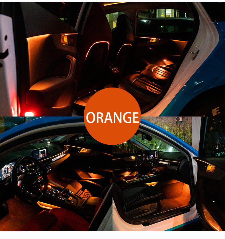 Thuning-free car atmosphere lamp optical fiber line cold light 64 color car atmosphere lamp APP control application