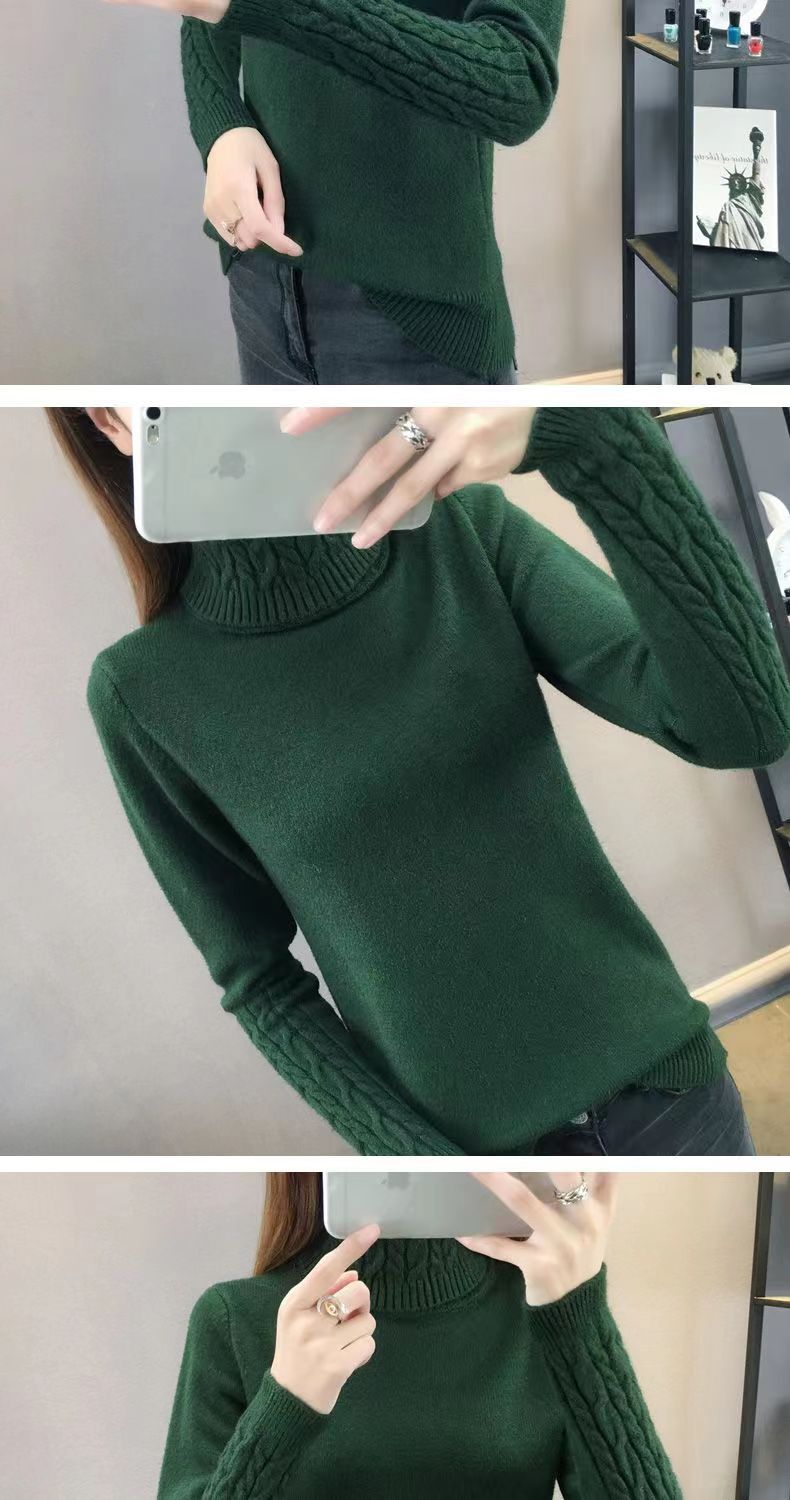 Women's Wool High Neck Fashion Sweater - Pink Color - Side View HS:6110301500 Age:Adult Gender:Female Origin:CN