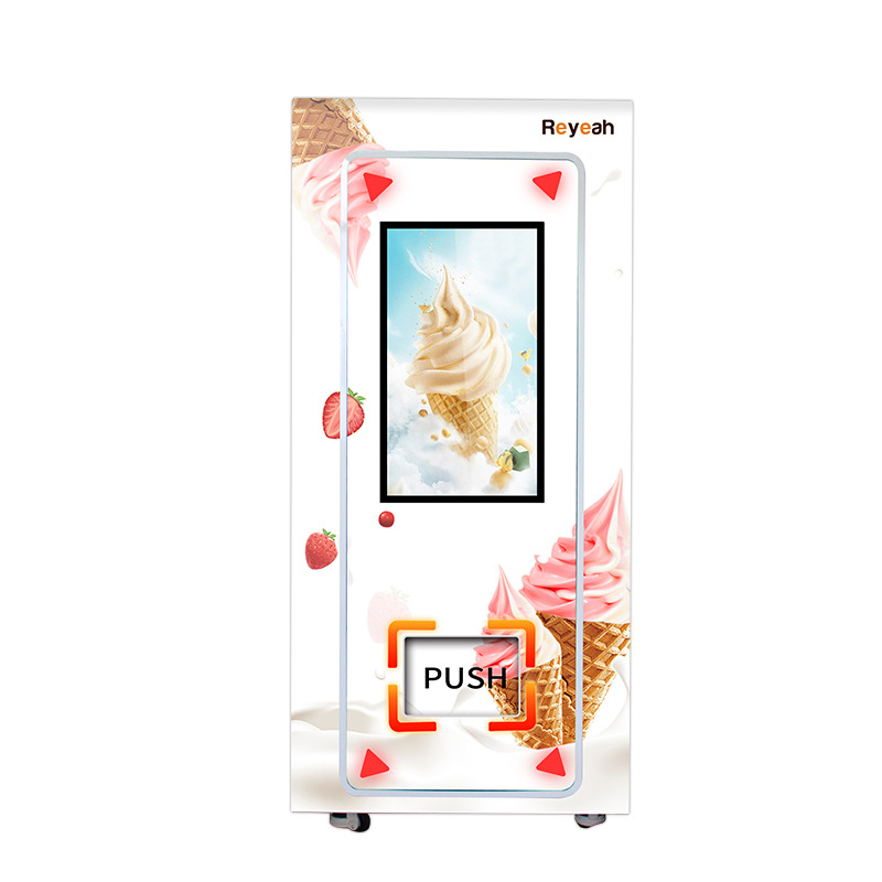 Máquina expendedora de congelación con pantalla táctil inteligente comercial de 32 pulgadas, máquina expendedora de alimentos congelados rápidamente, elevador, gabinete de helado cultural y creativo