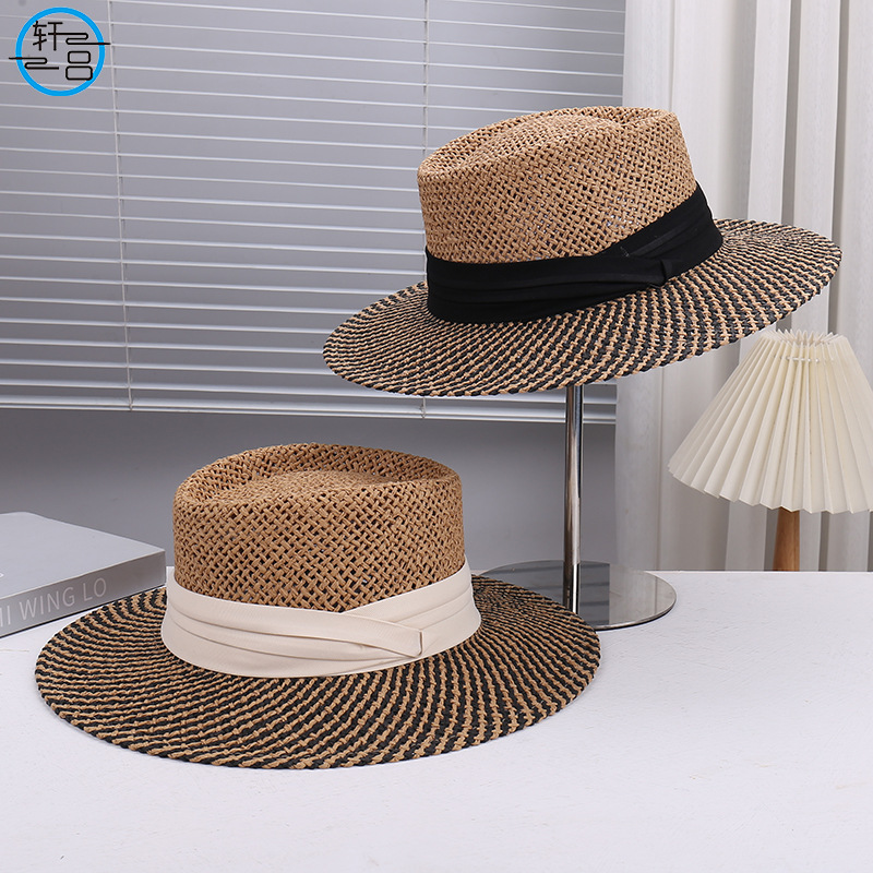 New Style Molded Fashion Versatile Lightweight Breathable Straw Hat for Outdoor Travel Artistic Simple Flat-Top Sun Hat New Style Molded Fashion Versatile Lightweight Breathable Straw Hat for Outdoor Travel Artistic Simple Flat-Top Sun Hat