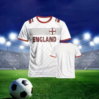 2026年英格兰旗帜男士时尚足球T恤新款3D打印图形休闲运动短袖T恤