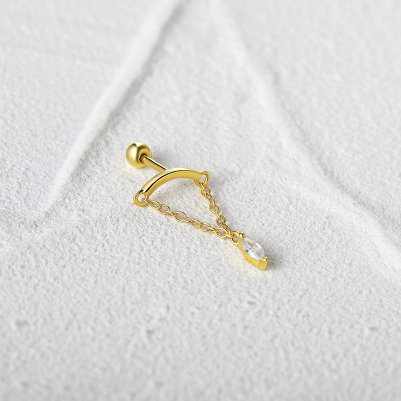 Fashion Geometric Sterling Silver Plating Inlay Zircon Ear Studs 1 Piece