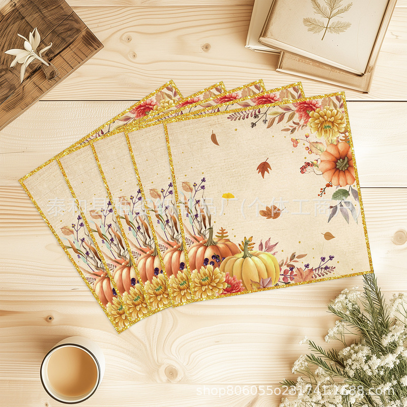 New Cross-Border Autumn Pumpkin Maple Leaf Print Theme Disposable Napkins Thanksgiving Party Decoration Supplies