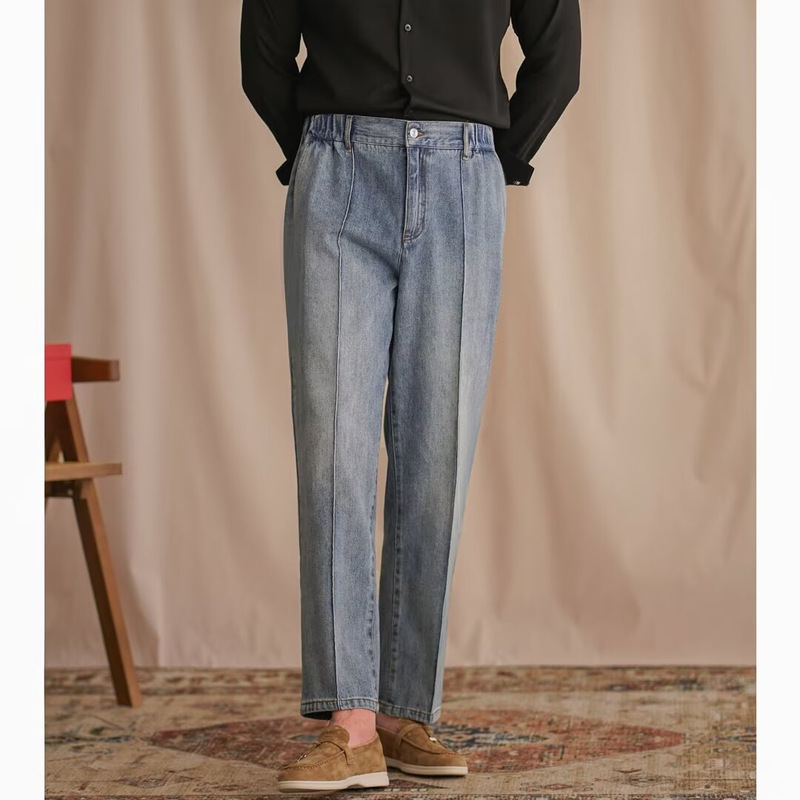 Hong Kong Style Trendy Men's Summer New 2025 Personalized Letter Jeans Hip-Hop Ins Trendy High Street Trendy Trousers