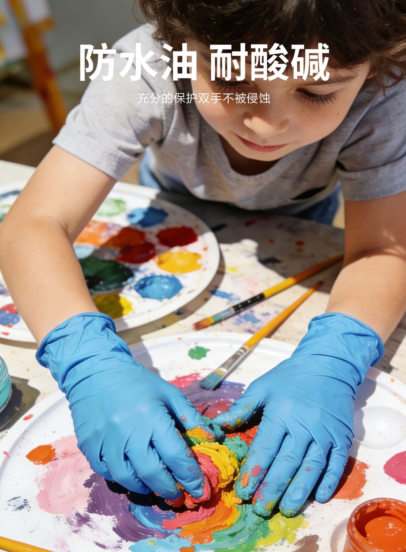 Kinder-Nitril-Einmalhandschuhe Größe XS, verstärkt, Lebensmittelqualität, gegen Verschmutzung, zum Zeichnen, Gärtnern, für Handwerk und Malerei