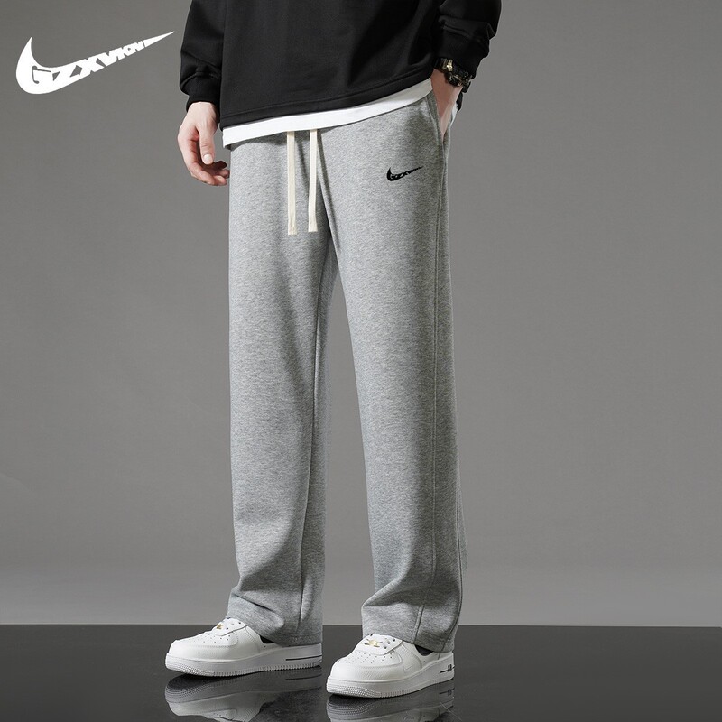Men's Pants 2026 Autumn and Winter Sports Casual Pants Trendy Brand Student Couple Fleece-Lined Thickened Straight-Leg Jogger Sweatpants Women