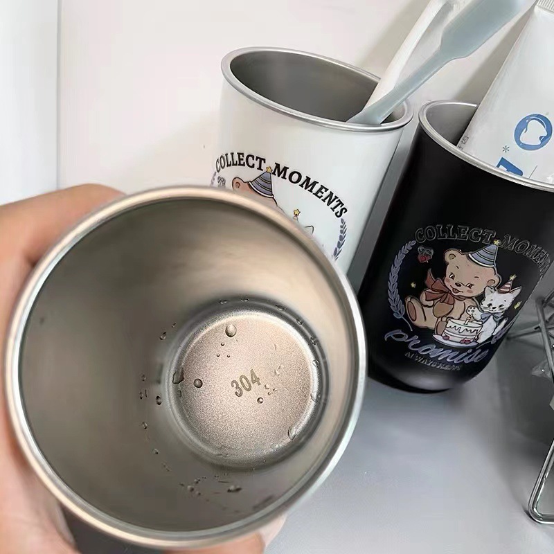 简约漱口杯洗漱杯家用高档牙刷杯便携学生宿舍不锈钢杯子套装情侣|undefined