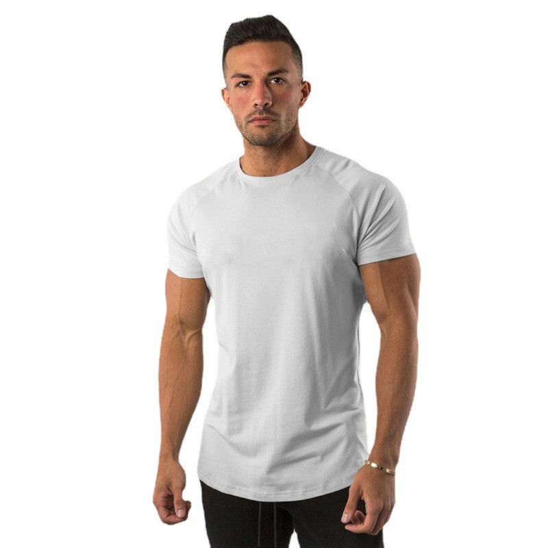 Foreign Trade Blank Light Plate Raglan Sleeve Fitness Short Sleeve Fashion Casual Training Clothing Slim Fit Sports Casual Cotton T-shirt