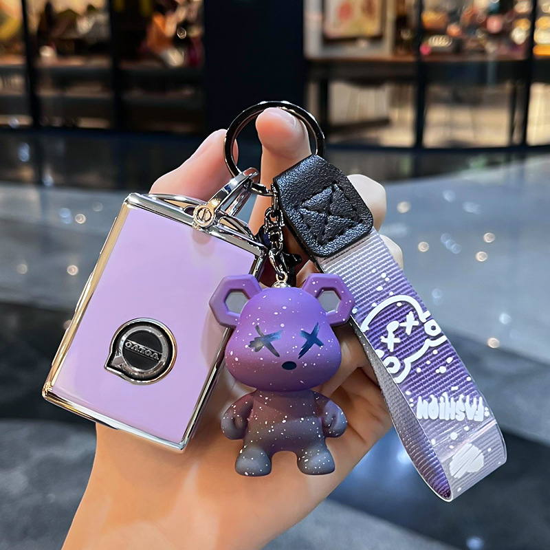 볼보 C-스마트 3 키 [싱글 쉘 퍼플] + 퍼플 폭력 곰 펜던트