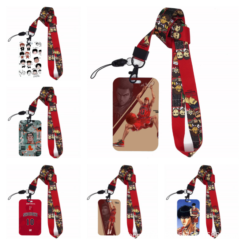 Dibujos animados japoneses slam dunk competencia nacional tarjeta de estudiante tarjeta de comida tarjeta de autobús cubierta certificado de trabajo titular de la cuerda del teléfono móvil