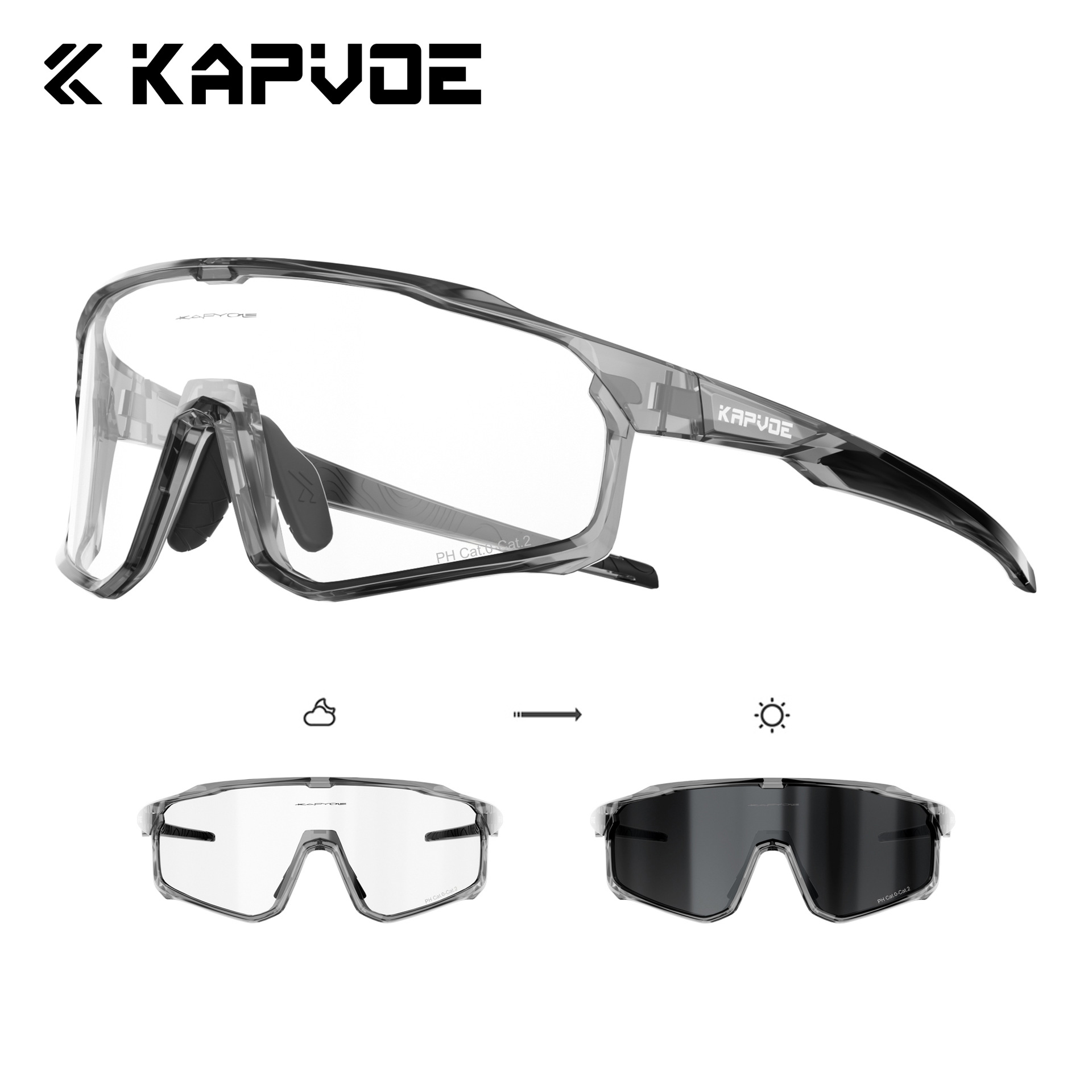 Gafas Fotocromáticas de Ciclismo TR90 Marco Desmontable A Prueba de Viento para Deportes al Aire Libre