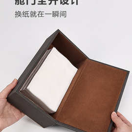 OF9D纸巾盒大小尺寸logo商用皮质皮革黑色饭店餐巾广告抽纸盒子