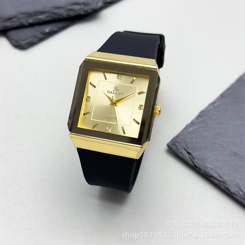 Galaxy Square Fashion Quartz Watch for Men, Casual and Simple with Rhinestone Markers, Silicone Strap, Direct from the Manufacturer Galaxy Square Fashion Quartz Watch for Men, Casual and Simple with Rhinestone Markers, Silicone Strap, Direct from the Manufacturer