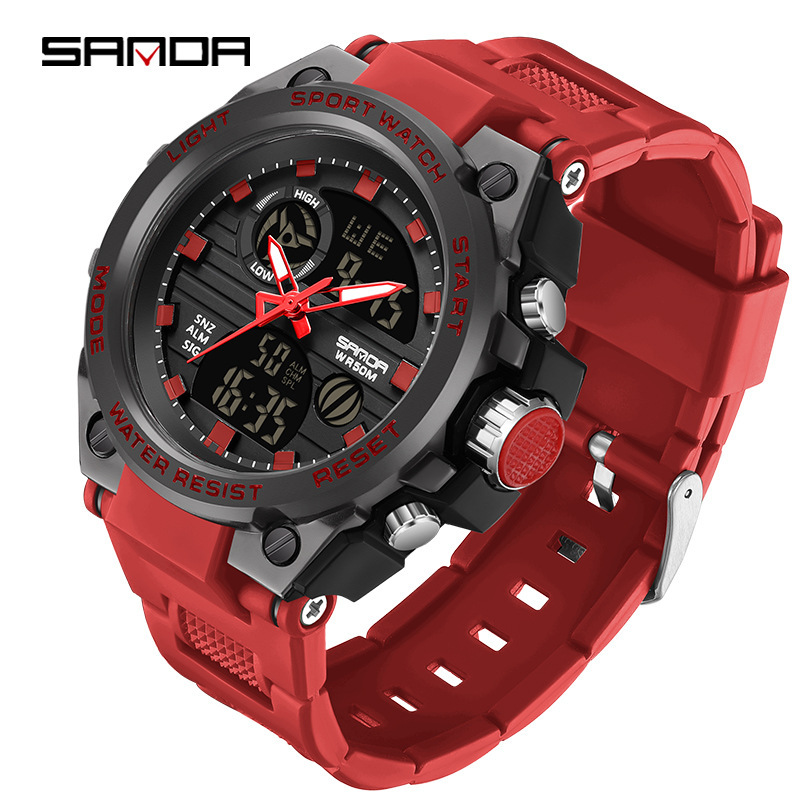 SANDA 739 reloj de hombre de moda versión inglesa estudiante tendencia de moda multifuncional digital impermeable reloj electrónico