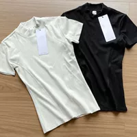 Высокая версия, футболка из чистого хлопка Tencel Lyocell в полоску с короткими рукавами, летняя женская тонкая блузка на правое плечо, топ