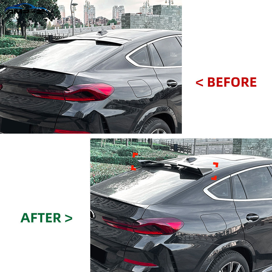 Suitable for BMW X6 G06 top spoiler 19-26 models, rear spoiler, fixed wind wing, made of ABS material, adhesive installation, non-destructive top spoiler