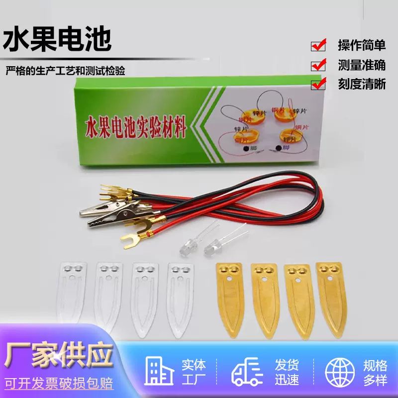 可乐水果电池实验材料插销式水果发电科学小实验科教玩具电极材料